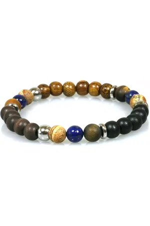 IBIZA MEN MENS JEWELLERY IbizaMen - heren - armband - hout /zwart/robles - Lapis Lazuli - 20cm