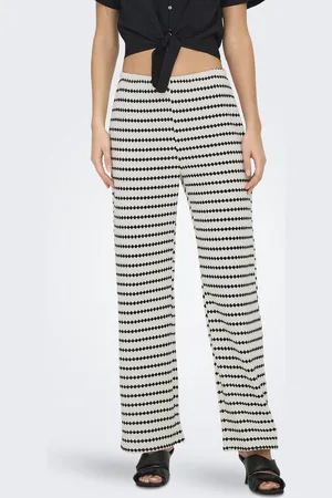 ONLY Broek Onleva Stripe Wide Leg Pant Jrs 15348629 Cloud Dancer/black Dames