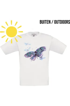 B and C Magic By Sun - T-shirt Paarse Vlinder- Solar T-shirt - de print verkleurd door de zon