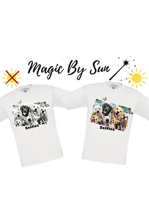 B and C Magic By Sun - T-shirt Selfie Honden - Solar T-shirt - de print verkleurd door de zon