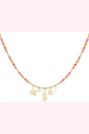 Yehwang Ketting schelp summer bead- Goudkleur-Roze & Oranje