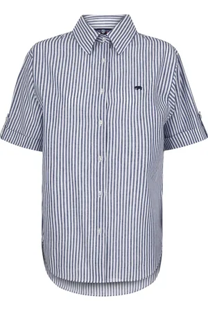 Jimmy Sanders Overhemd - Blouse - Poplin Katoen Linnen - Korte Mouw Dames - M