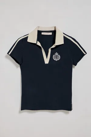 Polo Club® Marineblauwe polo zonder knopen en met nautisch detail