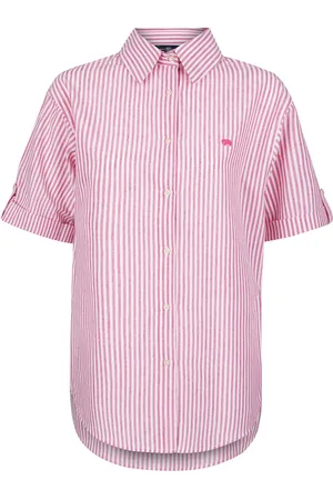 Jimmy Sanders Overhemd - Blouse - Poplin Katoen Linnen - Korte Mouw Dames - M
