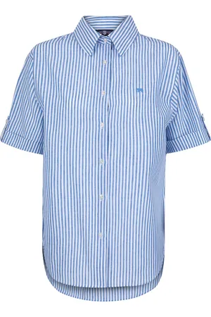 Jimmy Sanders Overhemd - Blouse - Poplin Katoen Linnen - Korte Mouw Dames - S