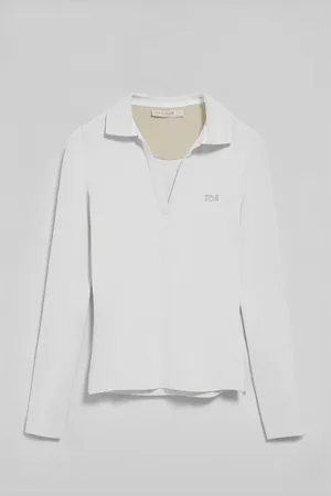 Polo Club® Witte polo Pia zonder knopen en met rubberen -logo
