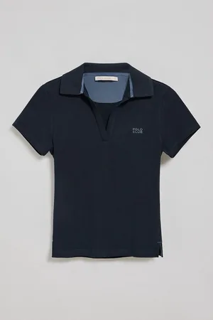 Polo Club® Marineblauwe polo "Pedraza" zonder knopen met rubberen -logo