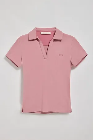 Polo Club® Roze polo "Pedraza" zonder knopen met rubberen -logo