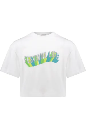 Geisha Zomer t-shirt meisjes - festival life - off / aqua / lime
