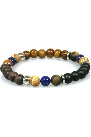IBIZA MEN MENS JEWELLERY IbizaMen - heren - armband - hout - zwart - robles - lapis lazuli - 21cm