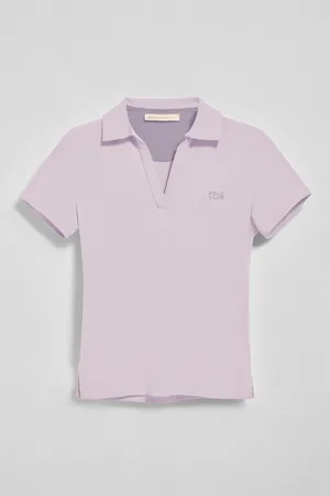 Polo Club® Lavendelkleurige polo "Pedraza" zonder knopen met rubberen -logo