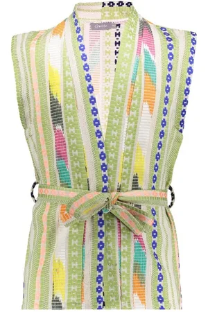 Geisha Zomer gilet meisjes - fancy woven - groen / lime