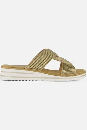 Rieker Slippers beige Textiel - Dames