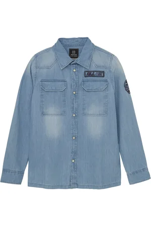 Indian Blue Jeans Zomer shirt jongens - - denim badge