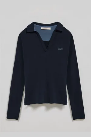 Polo Club® Marineblauwe polo Pia zonder knopen en rubberen -logo