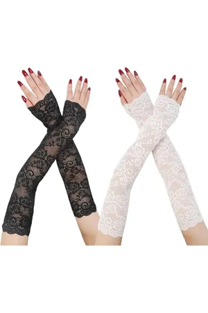 Merkloos Kanten Armwarmers Vingerloze Handschoenen - Wit S/M - Multifunctionele Kledingaccessoires .