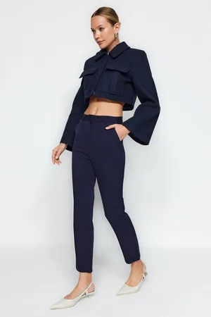Trendyol Zwarte Basic Cigarette Skinny Leg Geweven Stoffen Broek Twoss19St0038