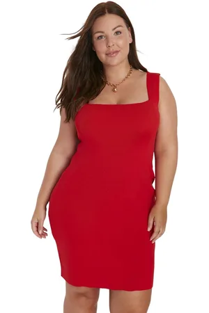 Trendyol Bruine Gebreide Jurk Met Bandjes Tbbaw23Ah00024