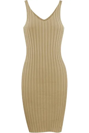 Merkloos Knitted jurk basic - nieuwe collectie - lente/zomer - rib jersey - dames - - maat S