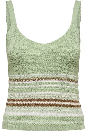 JDY Jacqueline de Yong Top tropica S/l V-neck Top Knt 15320721 Smoke Green/cd+toast Dames