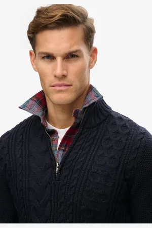 Superdry Jacob Cable Knit Half Zip Trui Heren