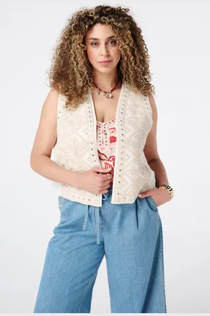 MS Mode Gilet Gilet met borduursel