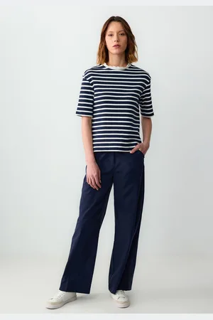 Jimmy Key Relaxed Fit Hoge Taille Wijde Gabardine Broek