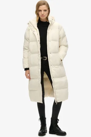Superdry Lange pufferjas met capuchon - Dames - Gewatteerde jassen