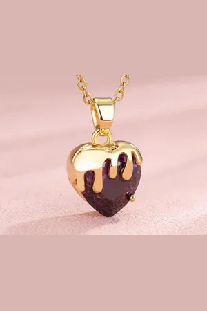 Yehwang Luxe ketting met hanger paars hart - collier - necklace with heart - stainless steel - waterproof - cadeau moeder