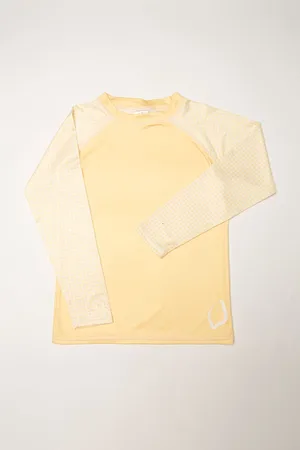 Ducksday UV-Zwemshirt voor kinderen - UV-werend UPF50+ - Rashguard met Lange mouwen - unisex - Lemonade - Geel - maat 4 jaar