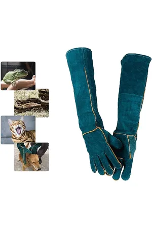 Merkloos Handschoenen van leer met lange mouwen - Beschermende handschoenen tegen krassen - Duurzaam - Bijtbestendige handschoenen - Geschikt voor het trainen van honden, katten, vogels, slangen, papegaaien en hagedissen - 60 cm