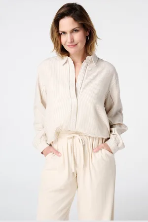 MS Mode Blouse Linnen blouse met streeppatroon
