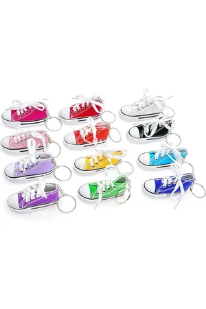 Merkloos Mini Sneakers Sleutelhangers - Set van 12 - Perfect voor Verjaardagsfeestjes en Souvenirs