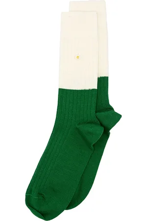 Alfredo Gonzales Unisex merino sokken rib two tone groen & wit
