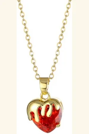 Yehwang Luxe ketting met hanger rood hart - stainless steel en waterproof - collier - red heart - charm - cadeau