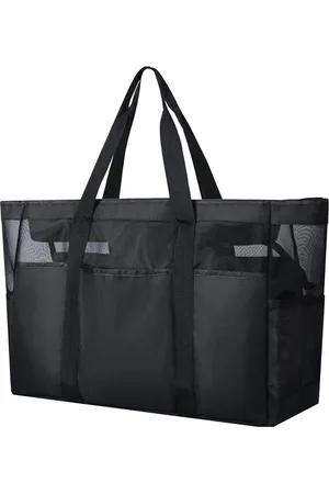 Merkloos Strandtas, grote mesh strandtas, zomer, , schoudertas, XXL, badtas, dames, opvouwbare strandtas, shopper met zakken en ritssluiting, voor strand, vakantie, reizen, winkelen, fitnessstudio