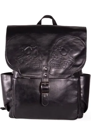 Banned Retro Fire Armour Rugzak met Tweeling Doodskop in Reliëf - (hxbxd) ca. 38cm x 30cm x 10,5cm