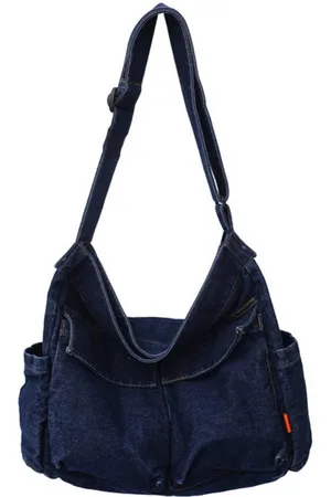 Merkloos Denim schoudertas, casual stijl, lichtgewicht vintage reistas, crossbody tas voor dames