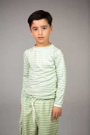 Ducksday UV-Zwemshirt voor kinderen - UV-werend UPF50+ - Rashguard met Lange mouwen - unisex - Andes - Muntgroen - maat 4 jaar