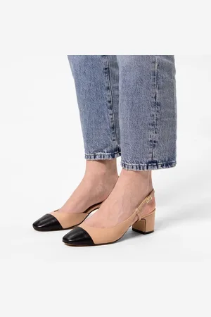 Manfield Dames - Beige leren slingback pumps