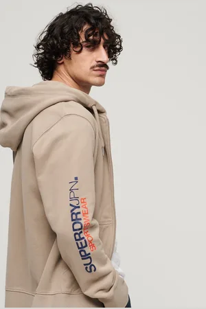 Superdry Sportswear hoodie met rits, logo en losse pasvorm - Heren - Hoodies