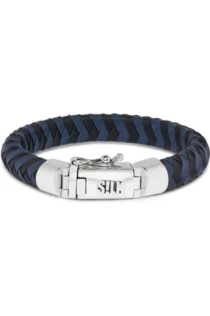 silk Jewellery Zilveren Armband - Arch - 326BBU.20 - blauw/zwart leer