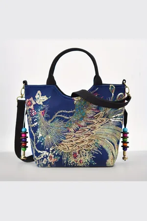 Merkloos Schoudertassen voor dames, borduurwerk, canvas tassen met pailletten, handtassen, verstelbare schouderbanden, crossbodytassen