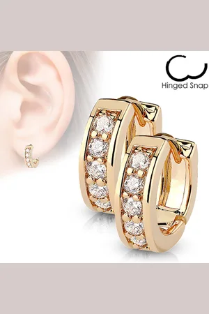 LMPiercings NL Oorbellen ringetje rose gold plated witte steentjes