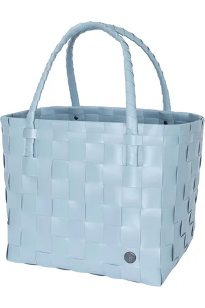 Handed By Duurzame handgevlochten boodschappentas - Shopper - Weekendtas - Strandtas - Sporttas - Paris - lichtblauw - faded blue