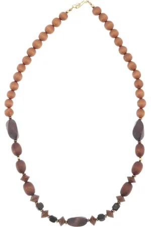 Behave – Ketting – Houten kralen – Bruin;Zwart – 90 cm – Statement look