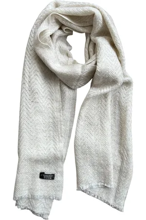 Merkloos Sjaal - pashmina - cashmere - kasjmier - Nepal - unisex - creme - 154x32 cm - Nm5