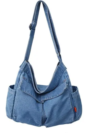 Merkloos Denim schoudertas, casual stijl, lichtgewicht vintage reistas, crossbody tas voor dames