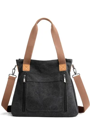 Merkloos Canvas tas voor dames, crossbody schoudertas, vintage handtas met meerdere zakken