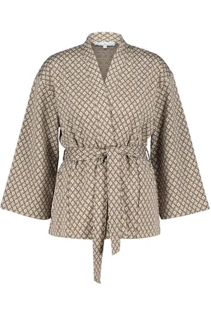 Red Button Vest Kimono Multi Jacquard Srb4163 Stone Dames